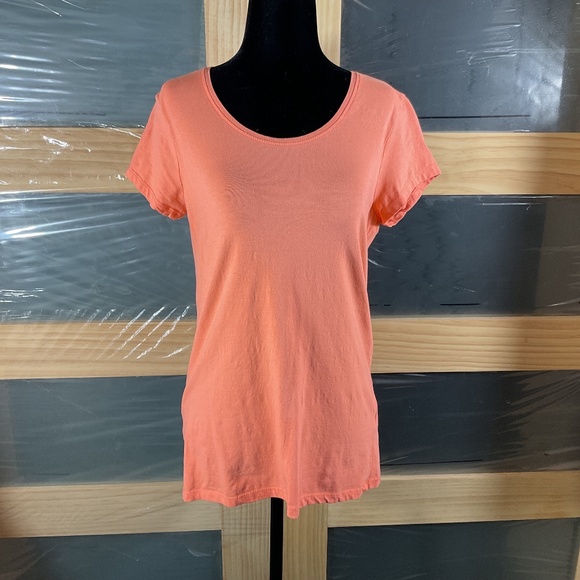 My Style Peach Round Neck Lycra Vintage Short Sleeved T-Shirt - Picture 1 of 7